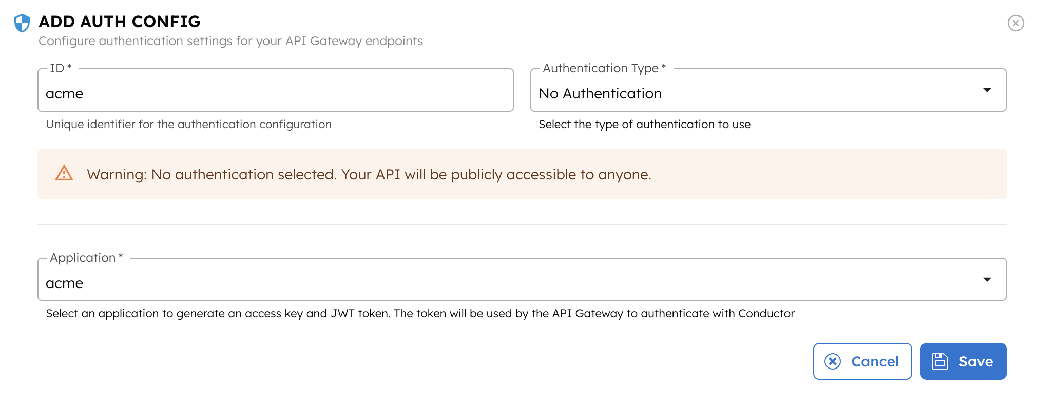 Auth configuration for ticket service