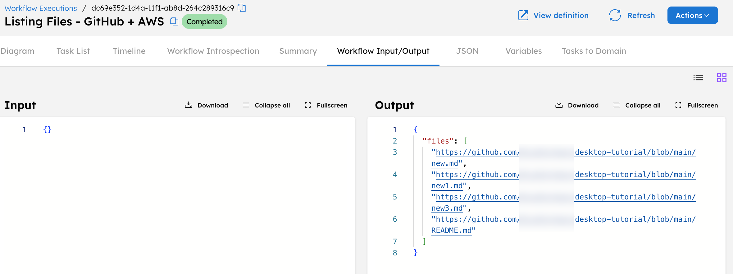 Workflow Output