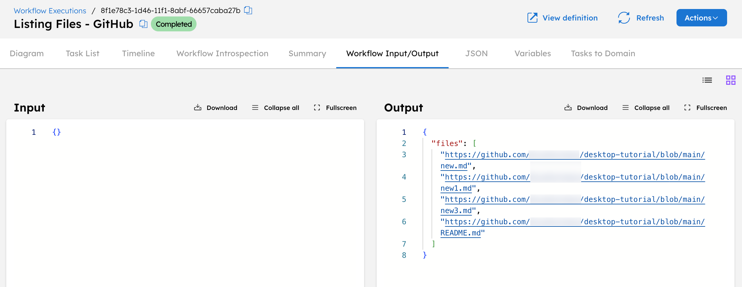 Workflow Output