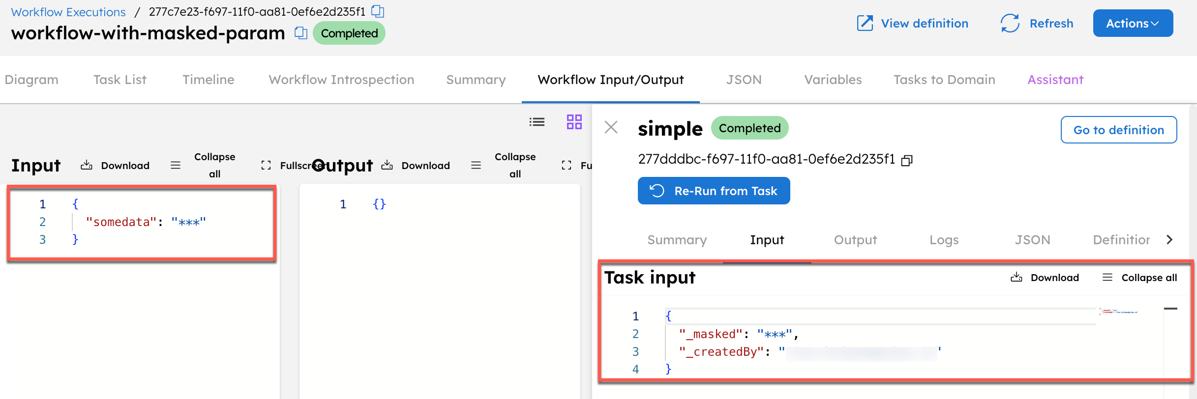 Masked inputs using the masked parameter