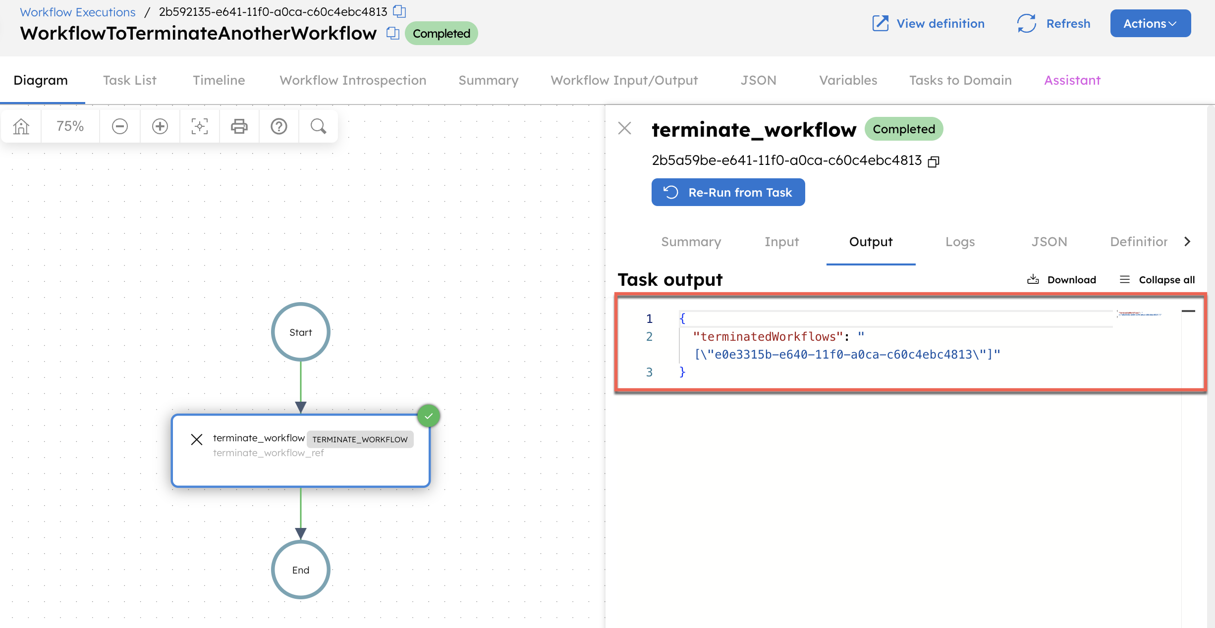 Running terminate workflow demo