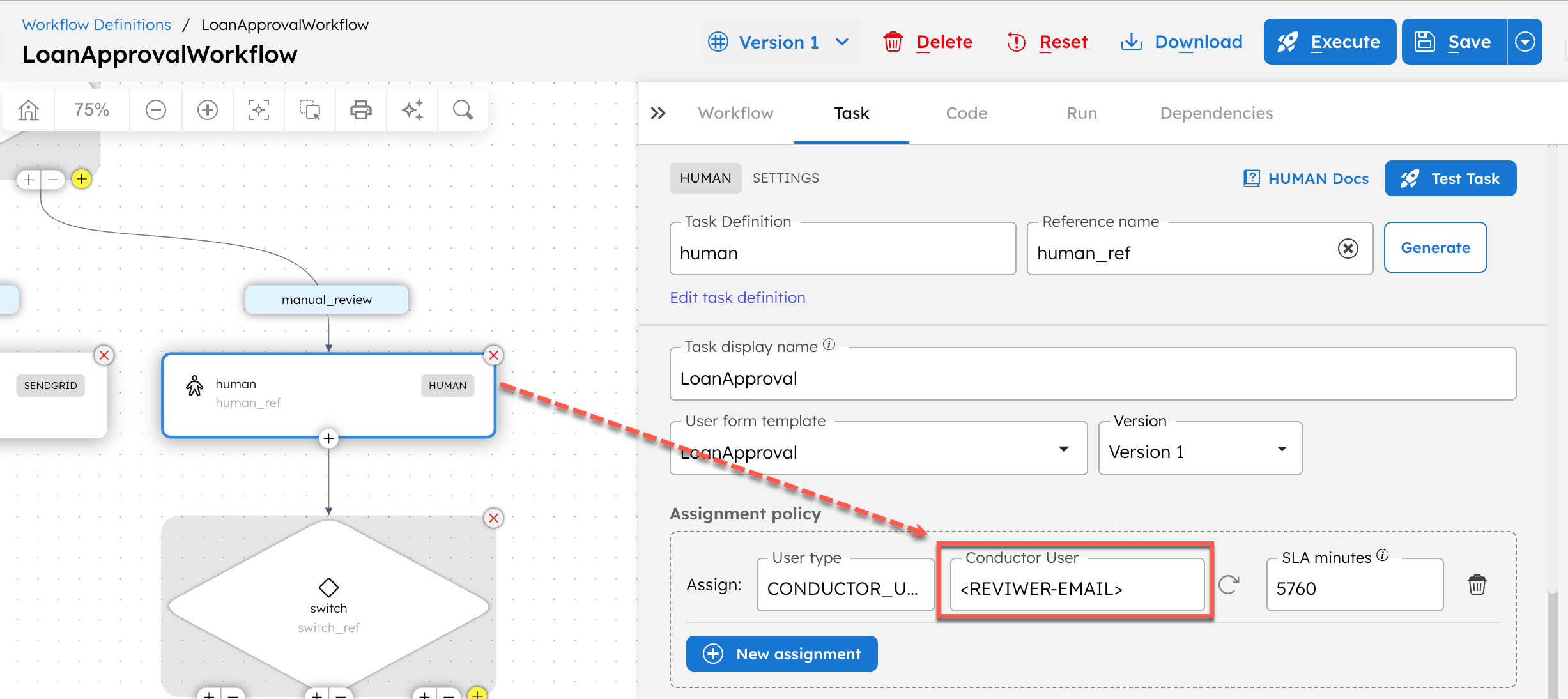 Updating Human task with reviewer details