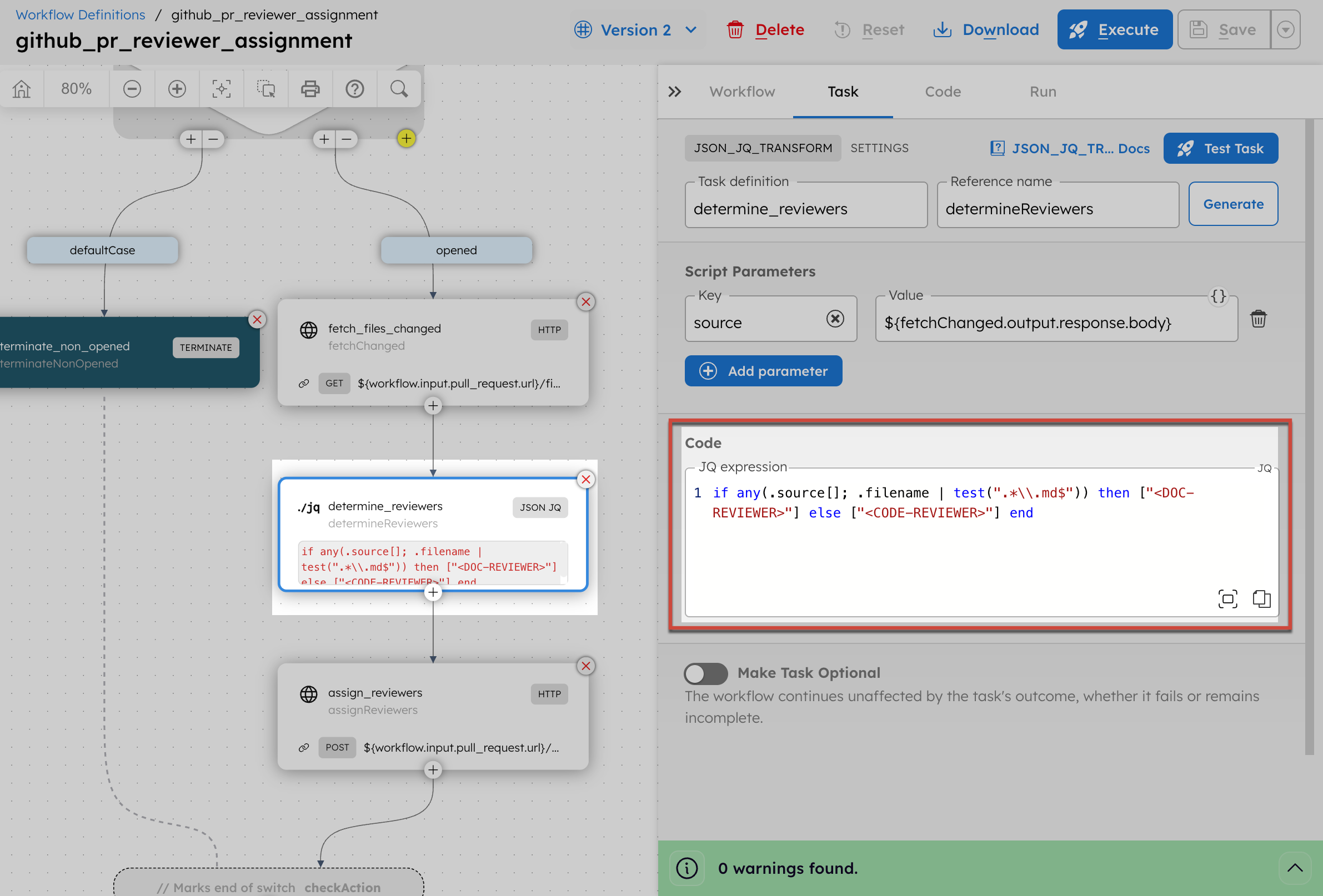 Updating reviewer details in the JSON JQ Transform task