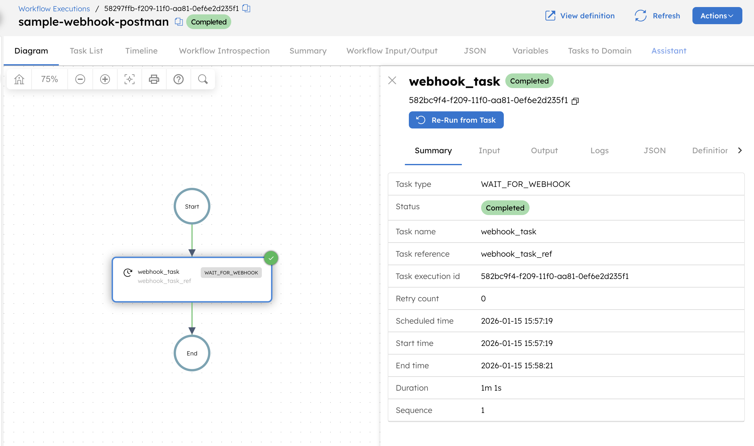 Sample webhook workflow completed