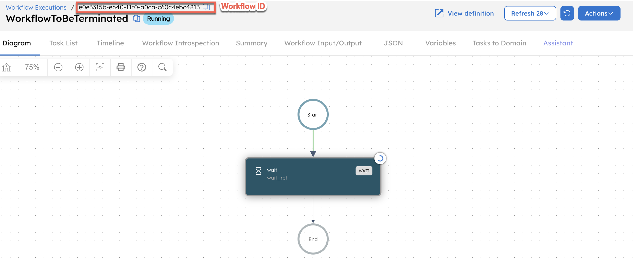 Getting the workflow (execution) ID of the workflow to be terminated