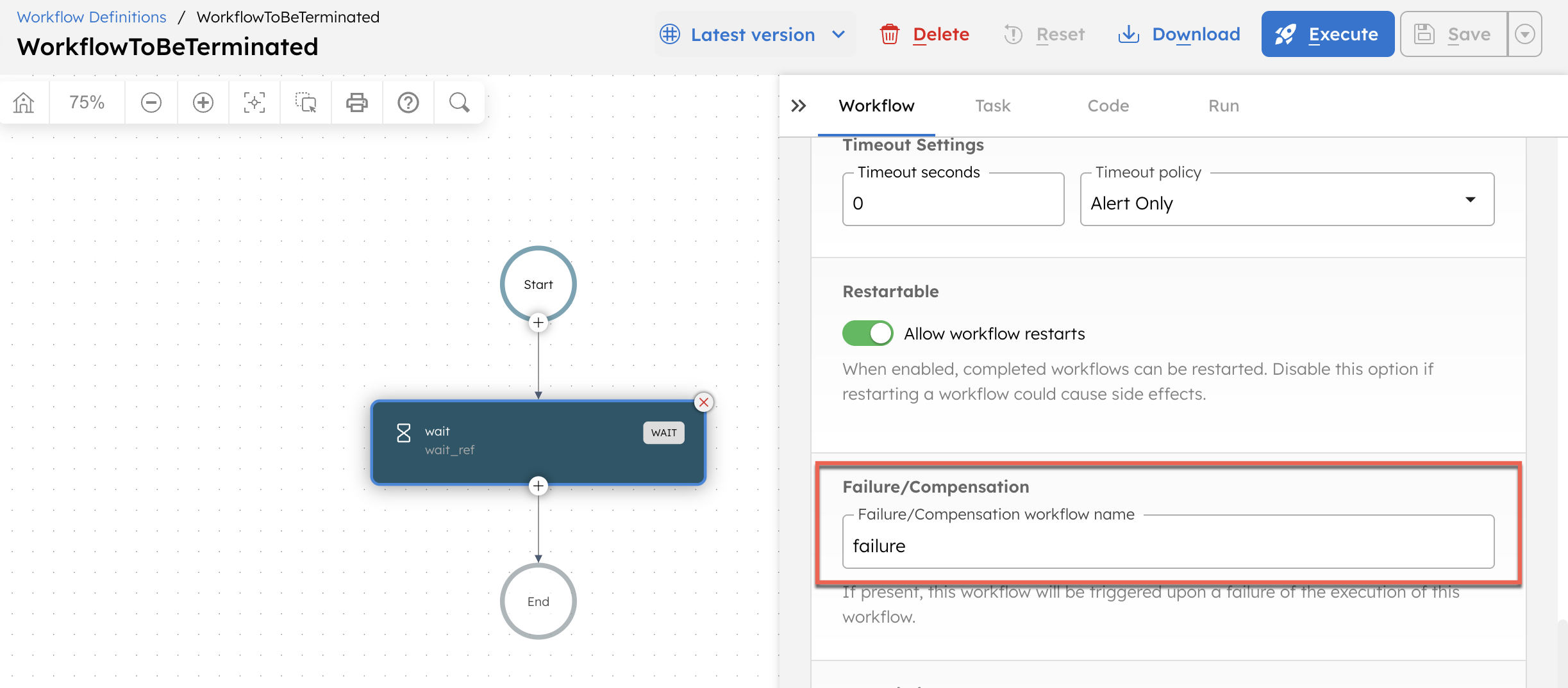 Workflow to be terminated